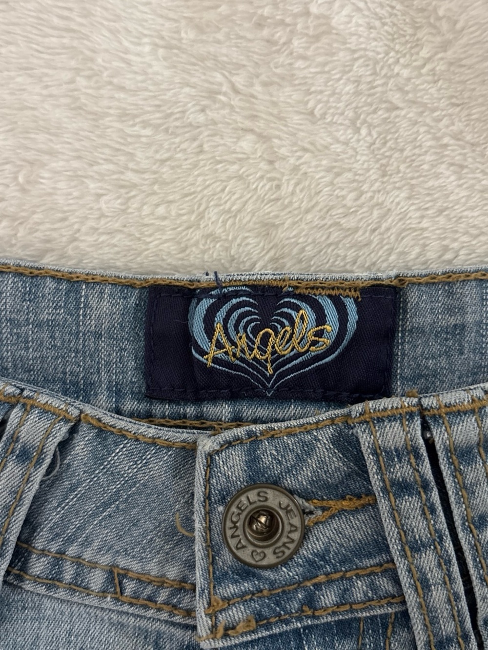 2000s y2k Angels Jeans Light Blue Denim Low-Rise Shorts size 3 - Picture 6 of 6
